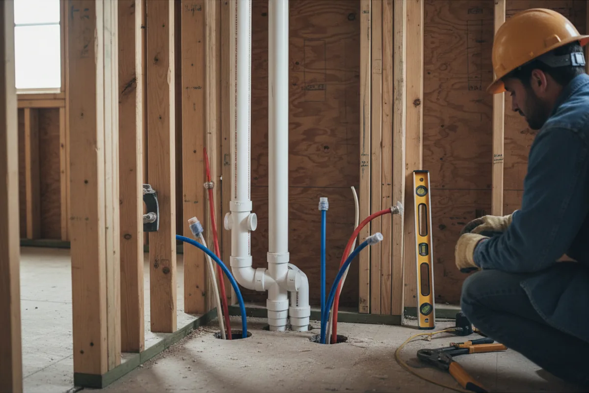 Drain and supply rough-in during Sump Pump Repair in Red Hill