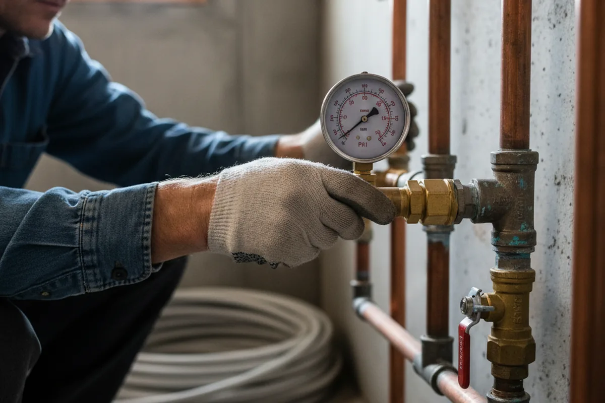 Pressure testing a repaired line during Water Line Repair in Red Hill
